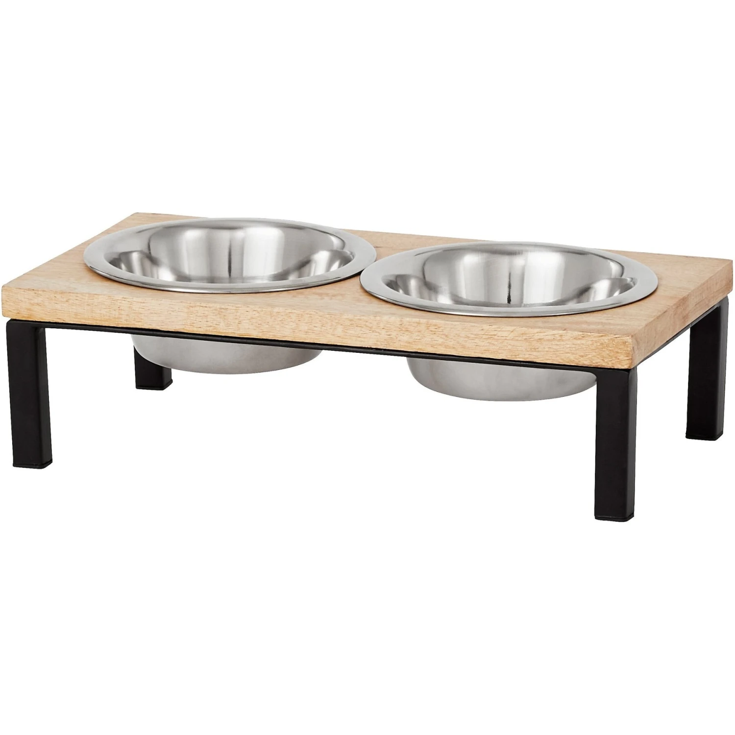 Frisco Wood Elevated Stainless Steel Double Diner Dog & Cat Bowl 4 Frisco Wood Elevated Stainless Steel Double Diner Dog & Cat Bowl - Image 2