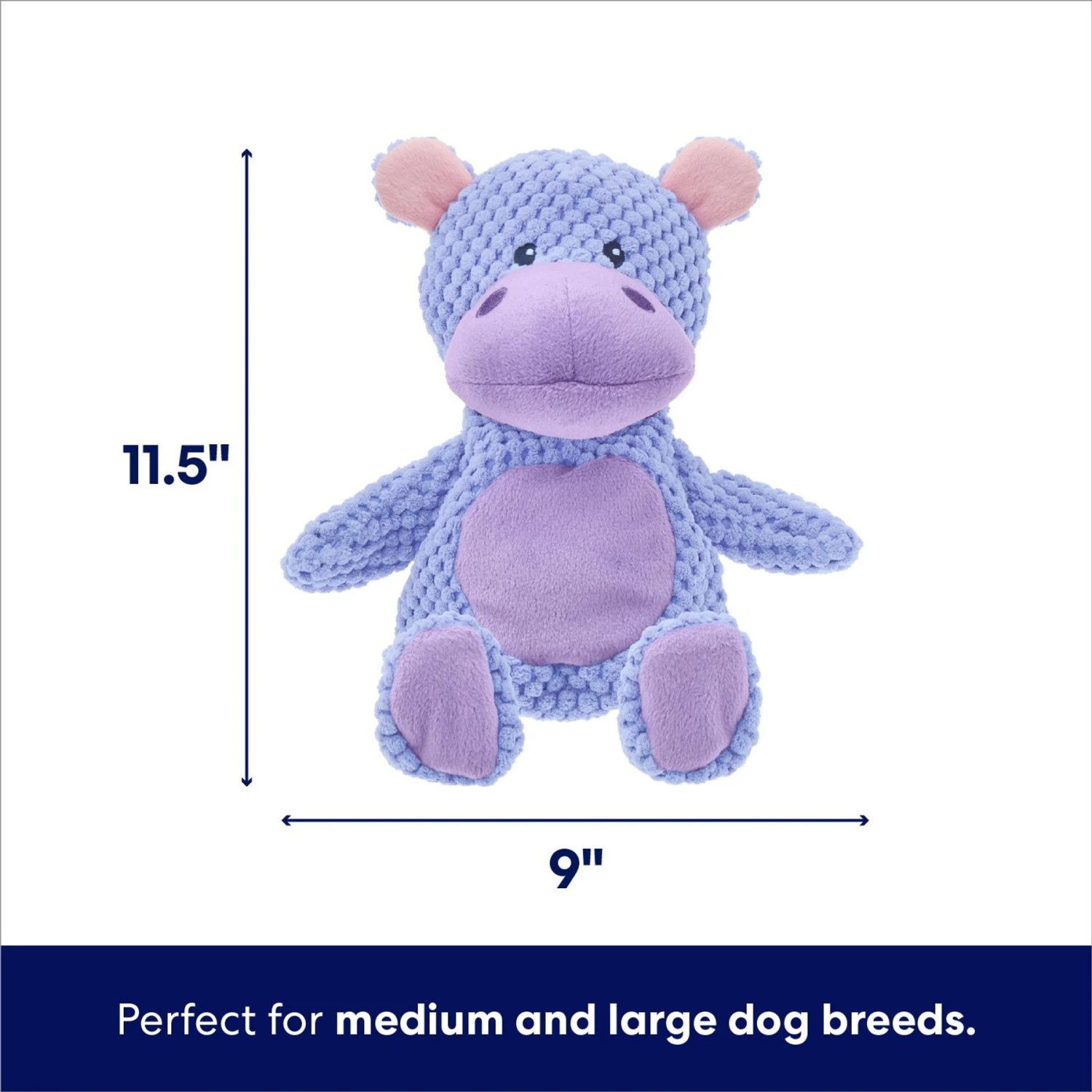 Frisco Hippo Textured Plush Squeaky Dog Toy 4 Frisco Hippo Textured Plush Squeaky Dog Toy - Image 2