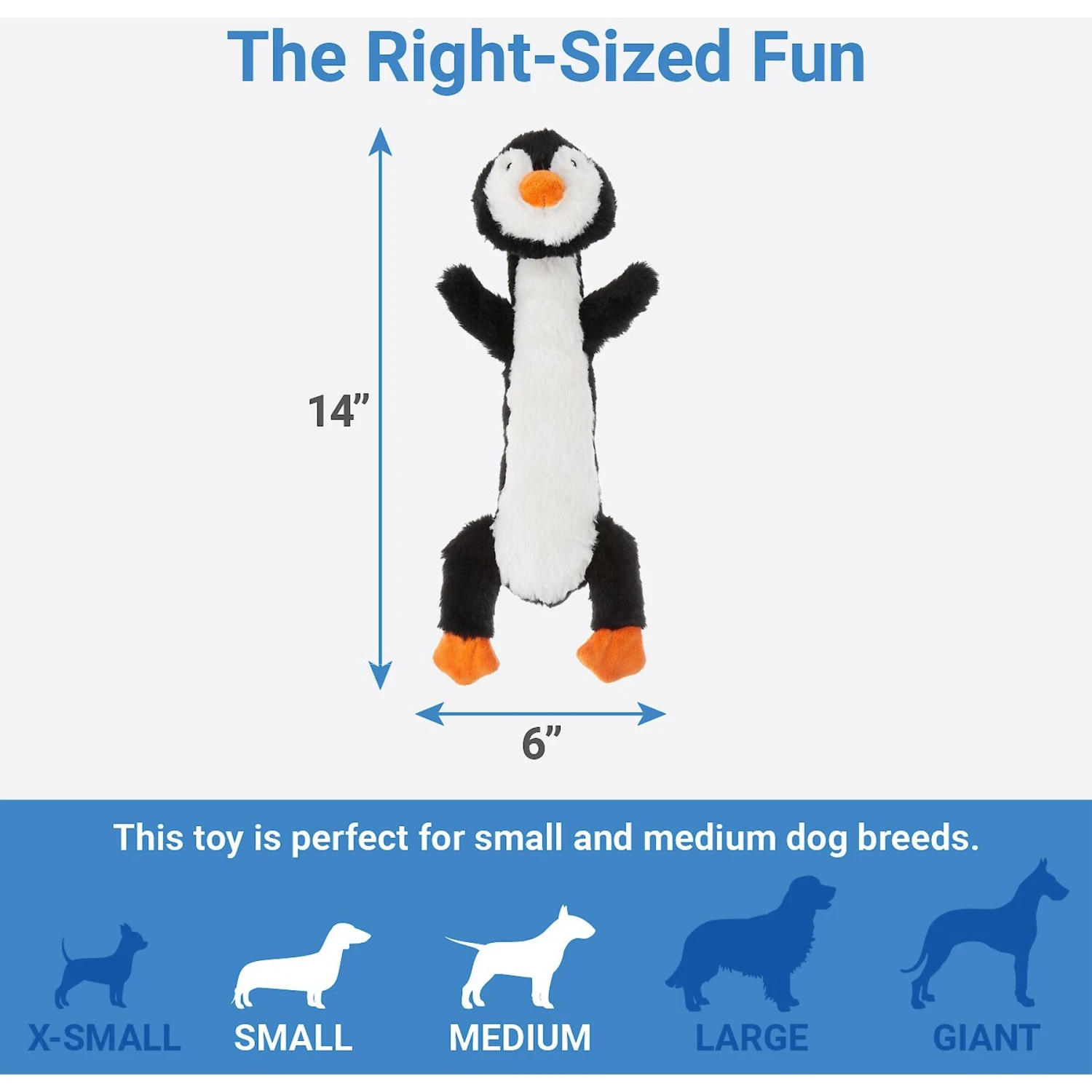 Frisco Penguin Skinny Plush Squeaky Dog Toy 4 Frisco Penguin Skinny Plush Squeaky Dog Toy - Image 2