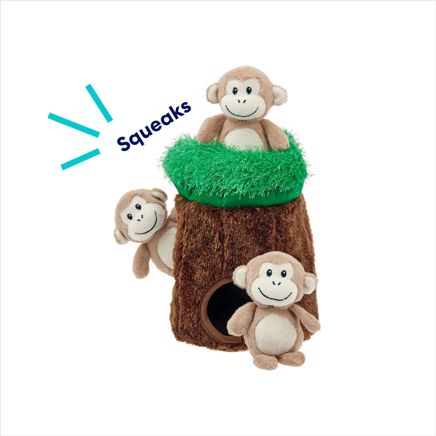 Frisco Monkeys In Tree Hide & Seek Puzzle Plush Squeaky Dog Toy 6 Frisco Monkeys In Tree Hide & Seek Puzzle Plush Squeaky Dog Toy - Image 4