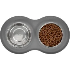 Frisco Double Stainless Steel Pet Bowl With Silicone Mat -Frisco 215986 PT4. AC SS1800 V1591020068