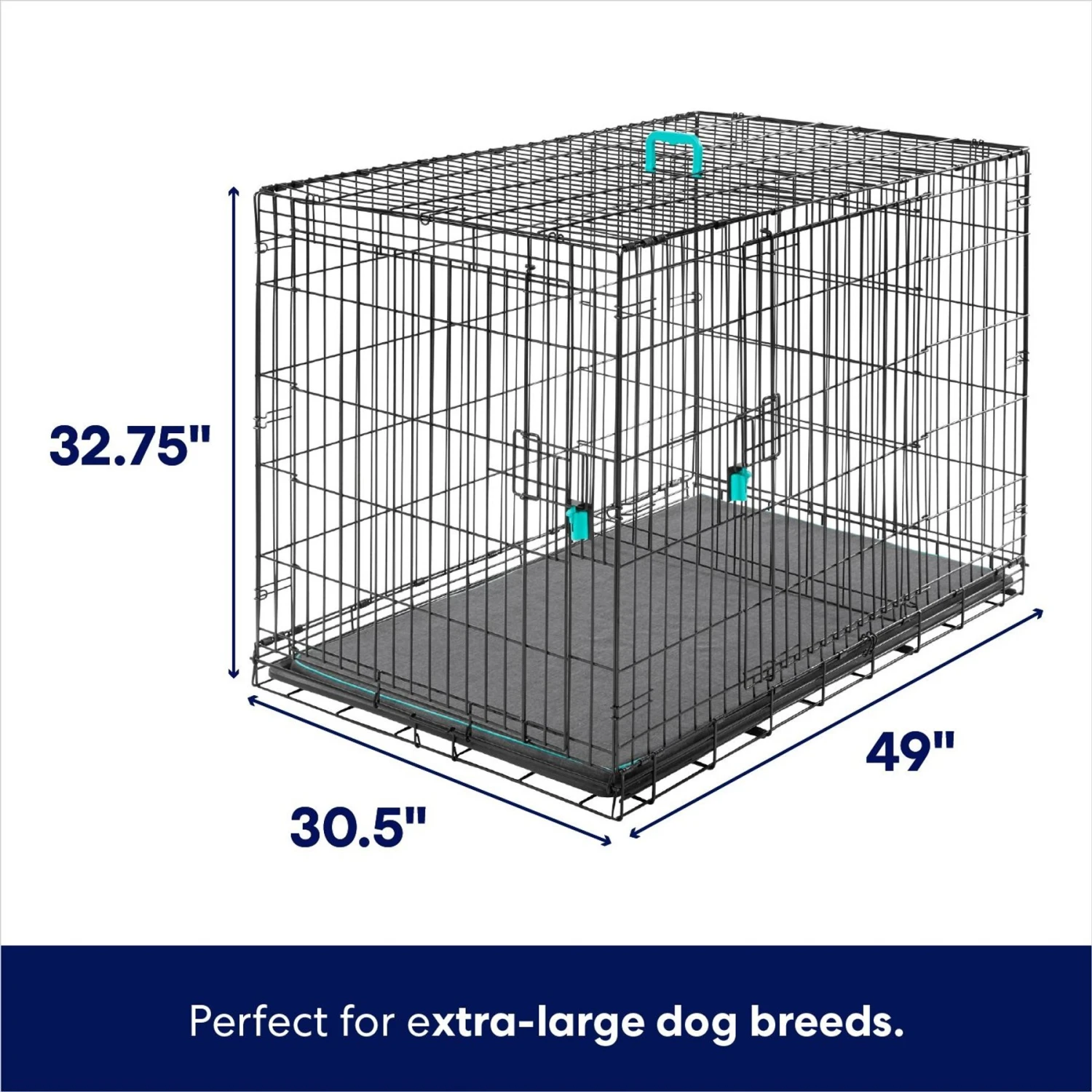 Frisco Heavy Duty Enhanced Lock Double Door Fold & Carry Wire Dog Crate & Mat Kit 4 Frisco Heavy Duty Enhanced Lock Double Door Fold & Carry Wire Dog Crate & Mat Kit - Image 2