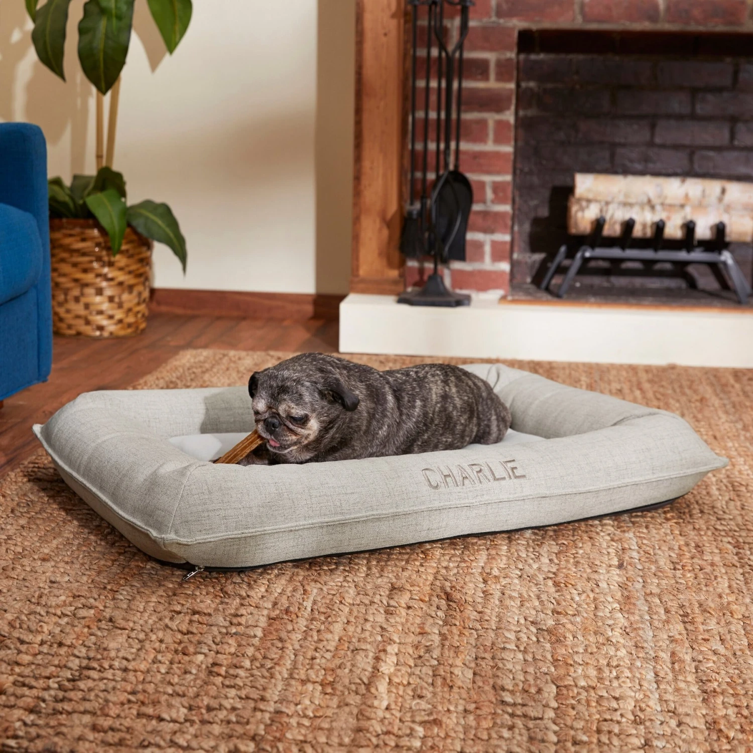 Frisco Orthopedic Personalized Bolster Dog Bed W/Removable Cover, Light Gray 2 Frisco Orthopedic Personalized Bolster Dog Bed W/Removable Cover, Light Gray