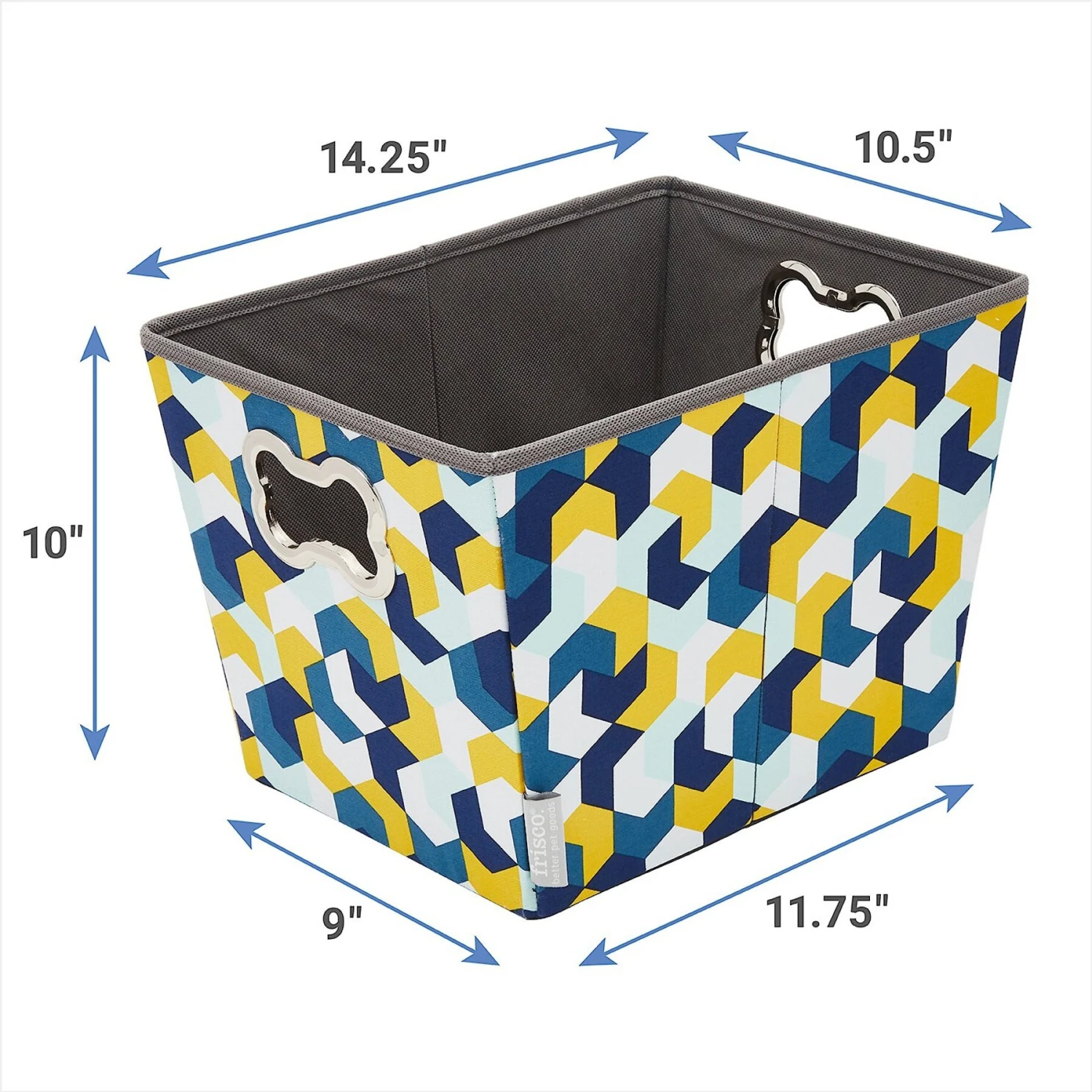 Frisco Rectangle Collapsible Pet Toy Storage Bin, Yellow Geometric 4 Frisco Rectangle Collapsible Pet Toy Storage Bin, Yellow Geometric - Image 3