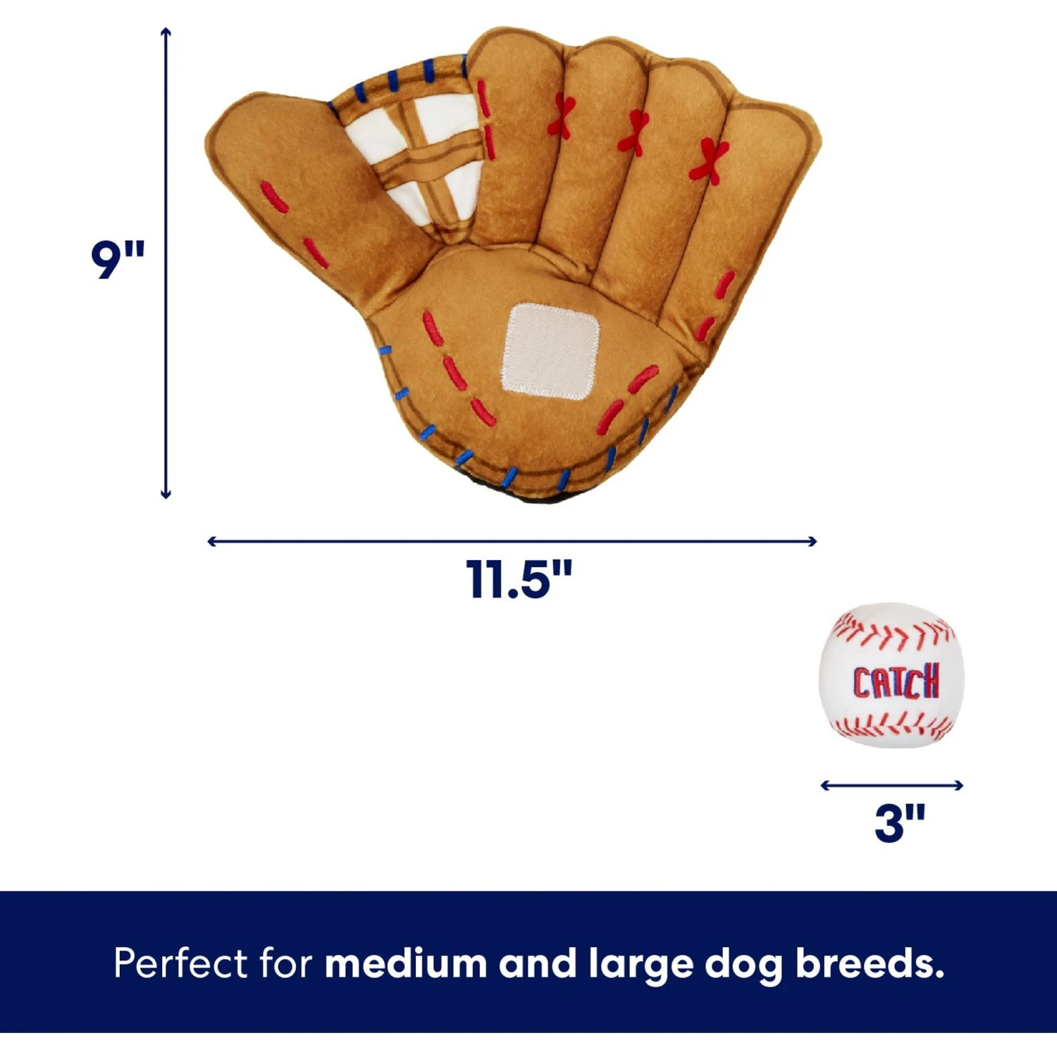 Frisco Baseball Mitt & Ball Interactive Plush Squeaky Dog Toy 4 Frisco Baseball Mitt & Ball Interactive Plush Squeaky Dog Toy - Image 2