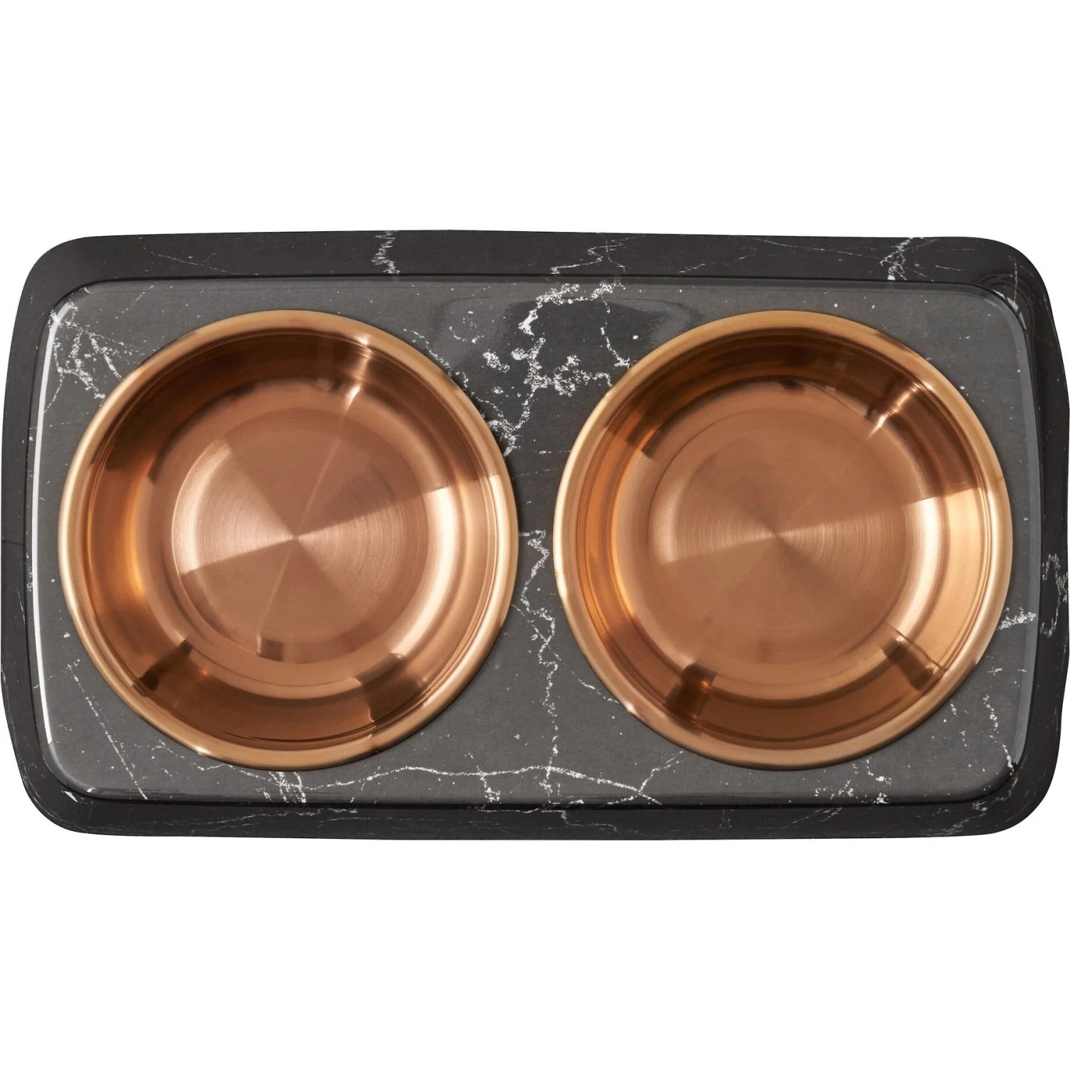 Frisco Copper Stainless Steel Double Dog & Cat Bowls With Black Marble Stand 7 Frisco Copper Stainless Steel Double Dog & Cat Bowls With Black Marble Stand - Image 5