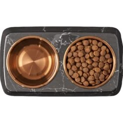 Frisco Copper Stainless Steel Double Dog & Cat Bowls With Black Marble Stand 15 Frisco Copper Stainless Steel Double Dog & Cat Bowls With Black Marble Stand -Frisco 253058 PT5. AC SS1800 V1616595394