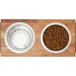 Frisco Wood Elevated Non-Skid Stainless Steel Double Diner Dog & Cat Bowl 10 Frisco Wood Elevated Non-Skid Stainless Steel Double Diner Dog & Cat Bowl -Frisco 257143 PT2. AC SS1800 V1615310833