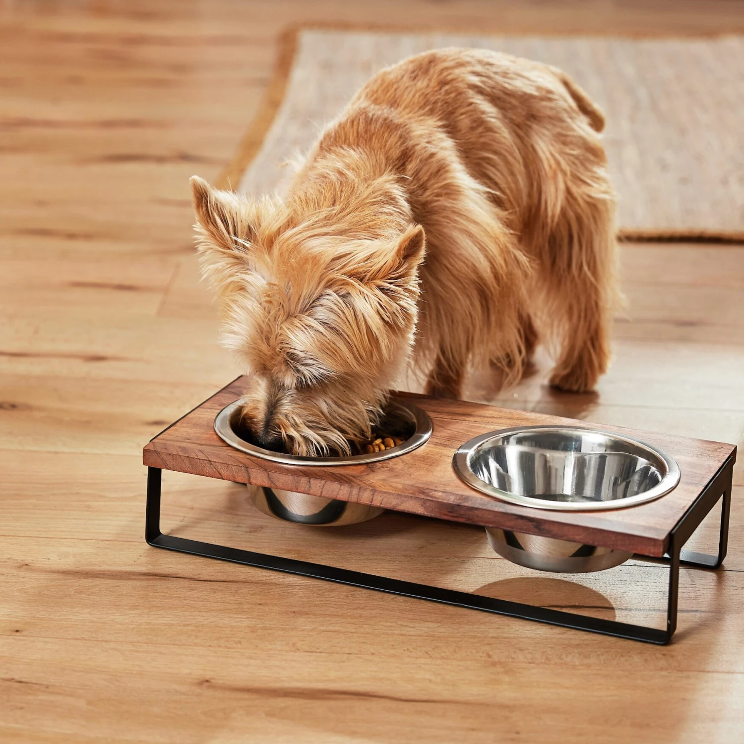 Frisco Wood Elevated Non-Skid Stainless Steel Double Diner Dog & Cat Bowl 6 Frisco Wood Elevated Non-Skid Stainless Steel Double Diner Dog & Cat Bowl - Image 4