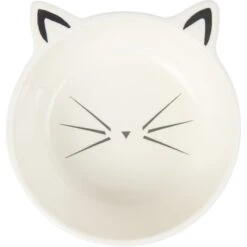 Frisco 40 Frisco Cat Face Non-skid Ceramic Cat Bowl, White