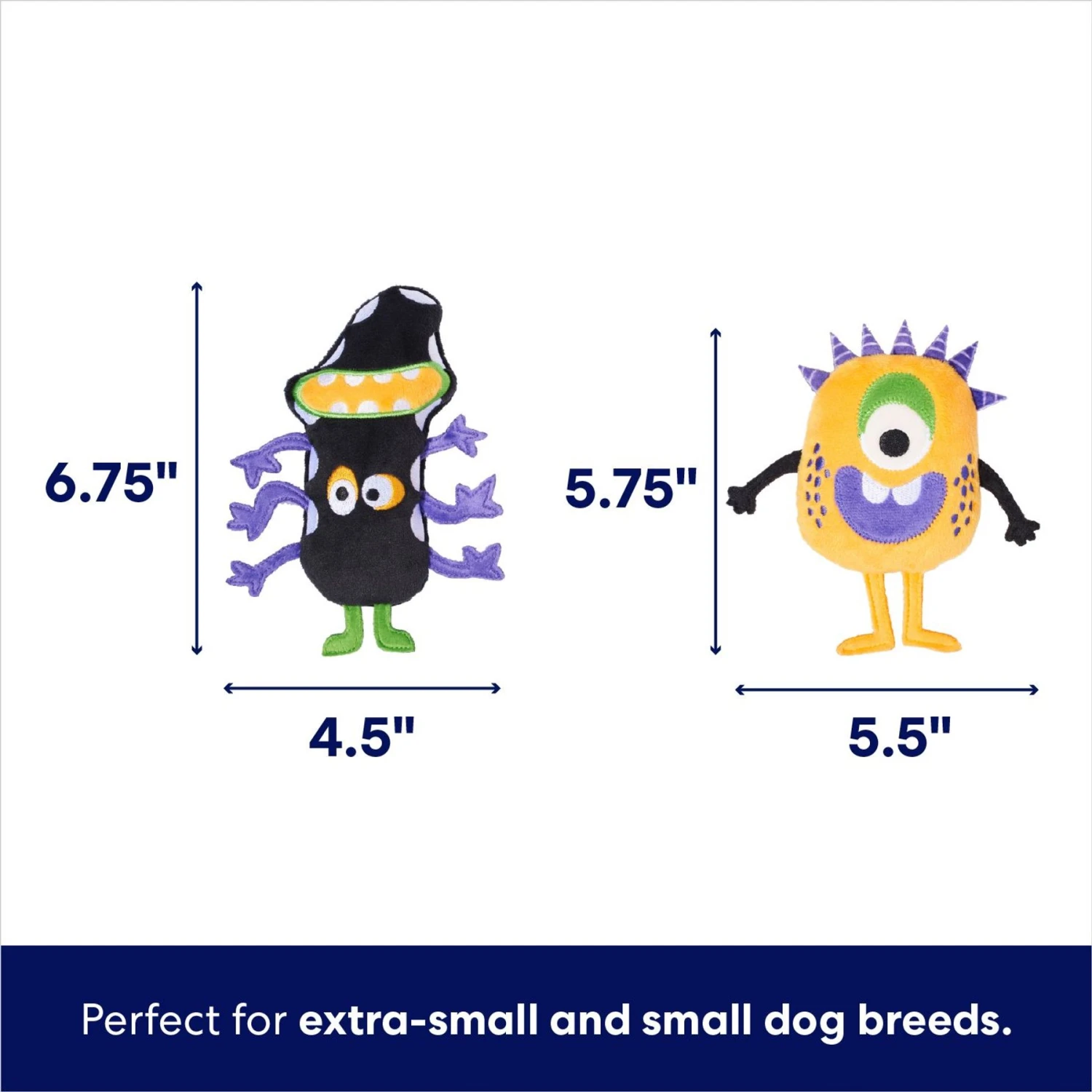 Frisco Halloween Friendly Monsters Plush Squeaky Dog Toy 4 Frisco Halloween Friendly Monsters Plush Squeaky Dog Toy - Image 2