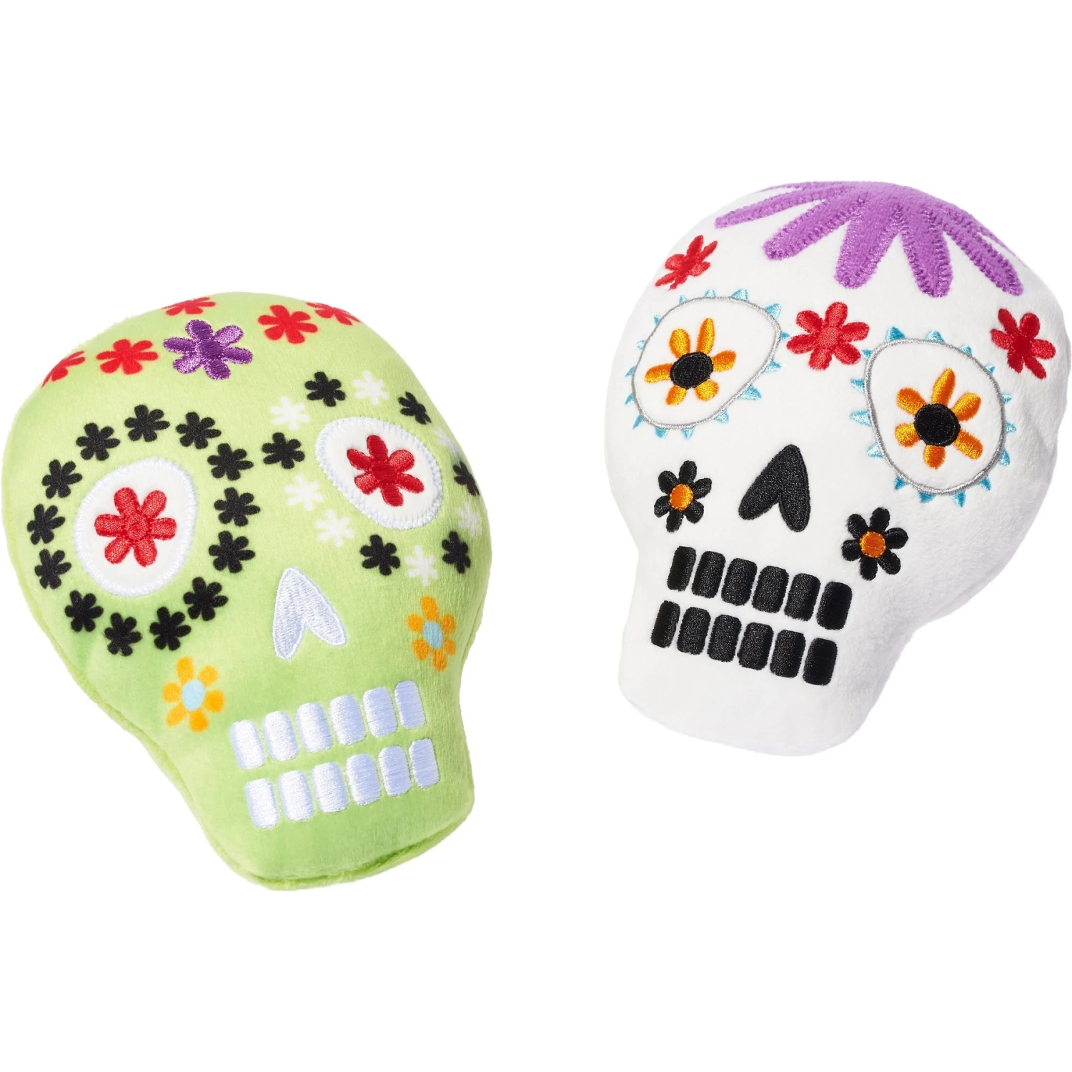 Frisco Halloween Day Of The Dead Sugar Skull Plush Squeaky Dog Toy, 2 Count 3 Frisco Halloween Day Of The Dead Sugar Skull Plush Squeaky Dog Toy, 2 Count