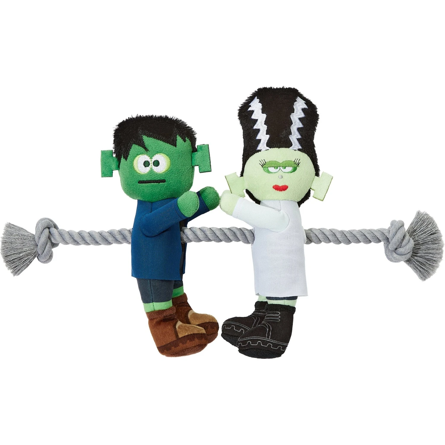 Frisco Halloween Frankenstein & Bride Plush With Rope Squeaky Dog Toy 3 Frisco Halloween Frankenstein & Bride Plush With Rope Squeaky Dog Toy