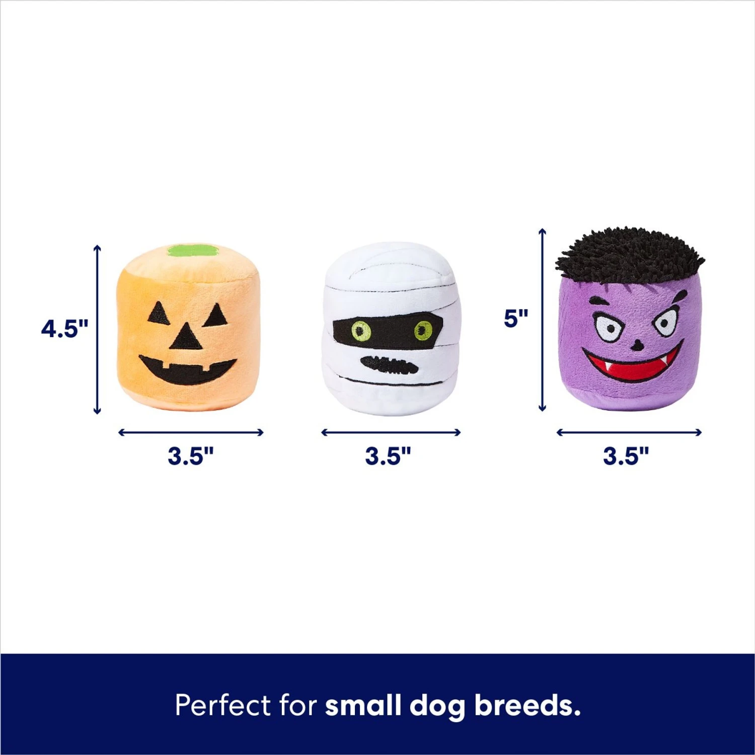Frisco Halloween Haunted Friends Plush Squeaky Dog Toy, 3 Count 4 Frisco Halloween Haunted Friends Plush Squeaky Dog Toy, 3 Count - Image 2
