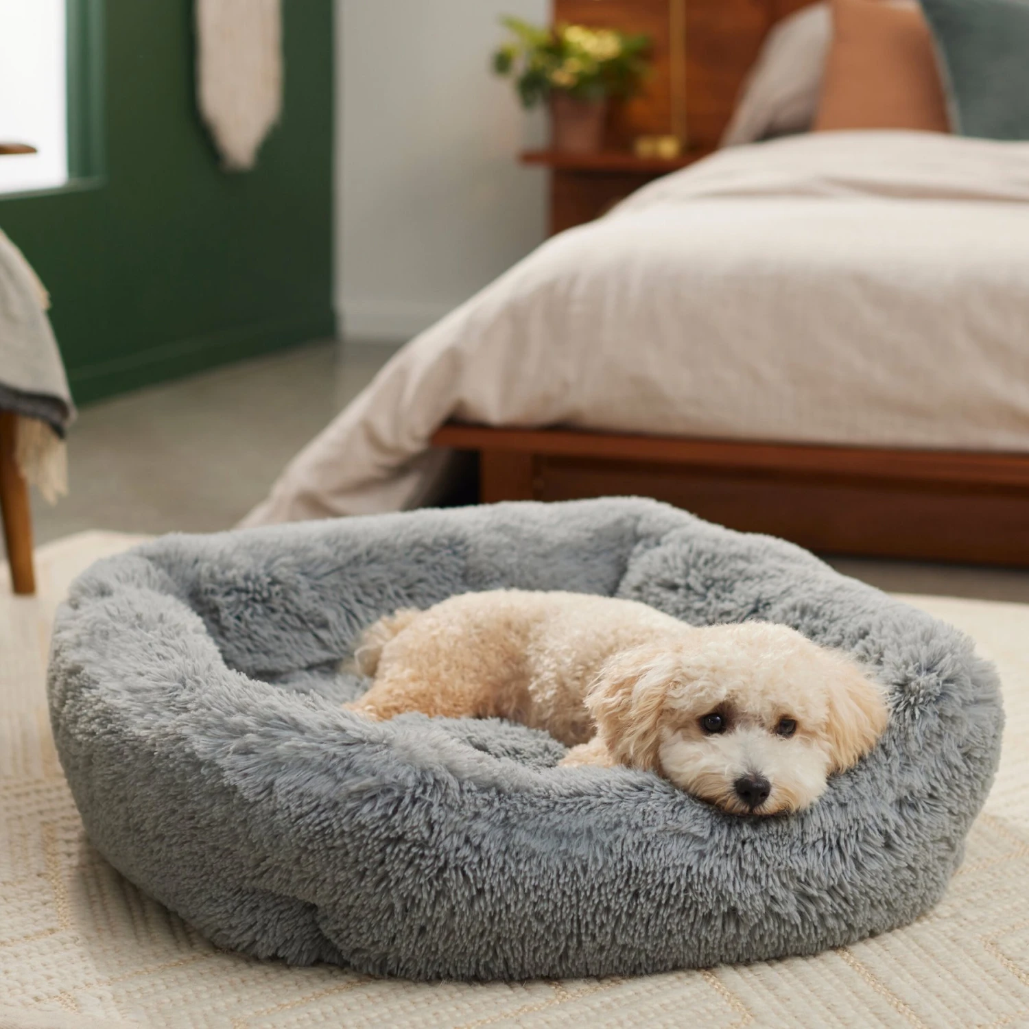 Frisco Eyelash Rectangular Bolster Cat & Dog Bed 3 Frisco Eyelash Rectangular Bolster Cat & Dog Bed