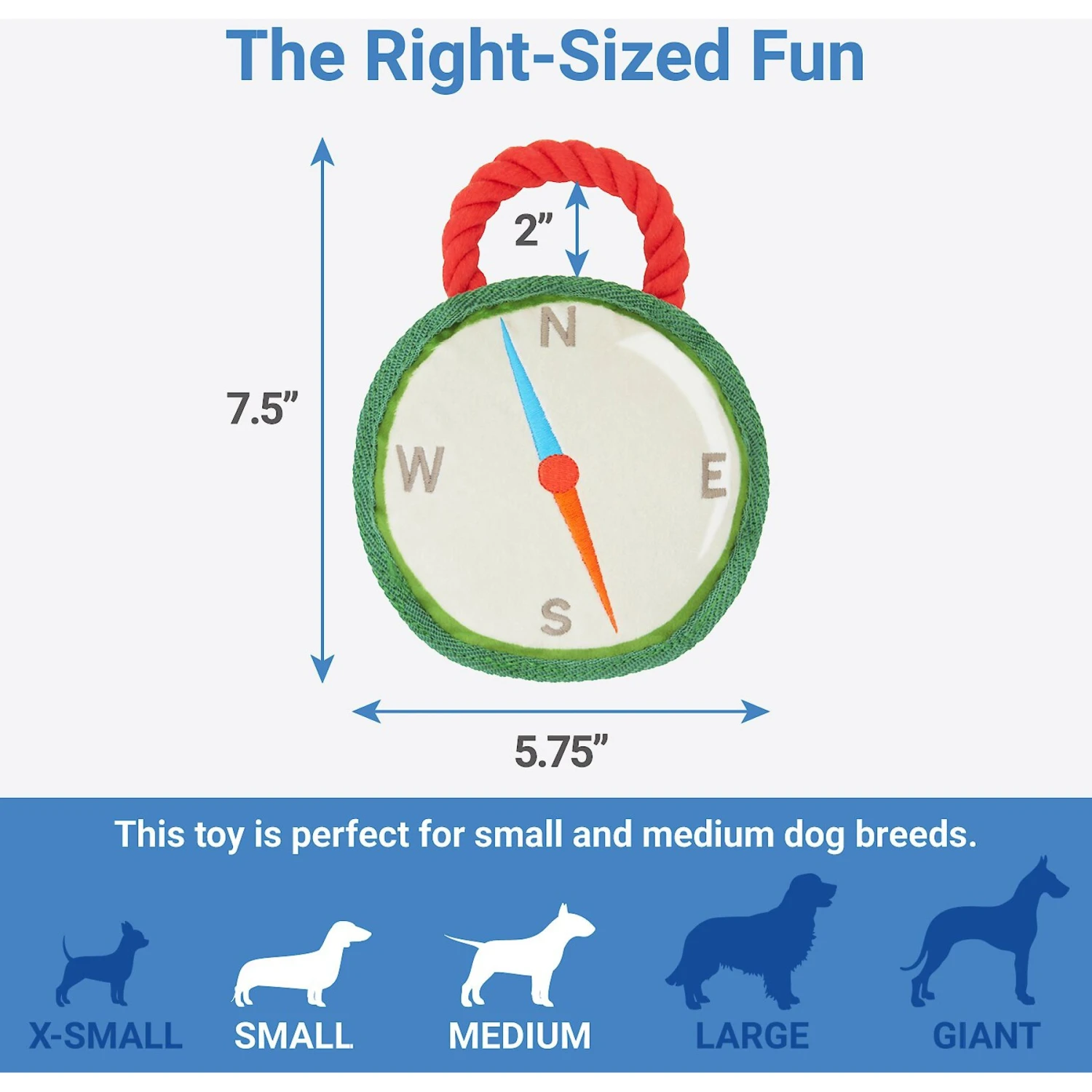 Frisco Camping Compass Plush With Rope Squeaky Dog Toy 4 Frisco Camping Compass Plush With Rope Squeaky Dog Toy - Image 2