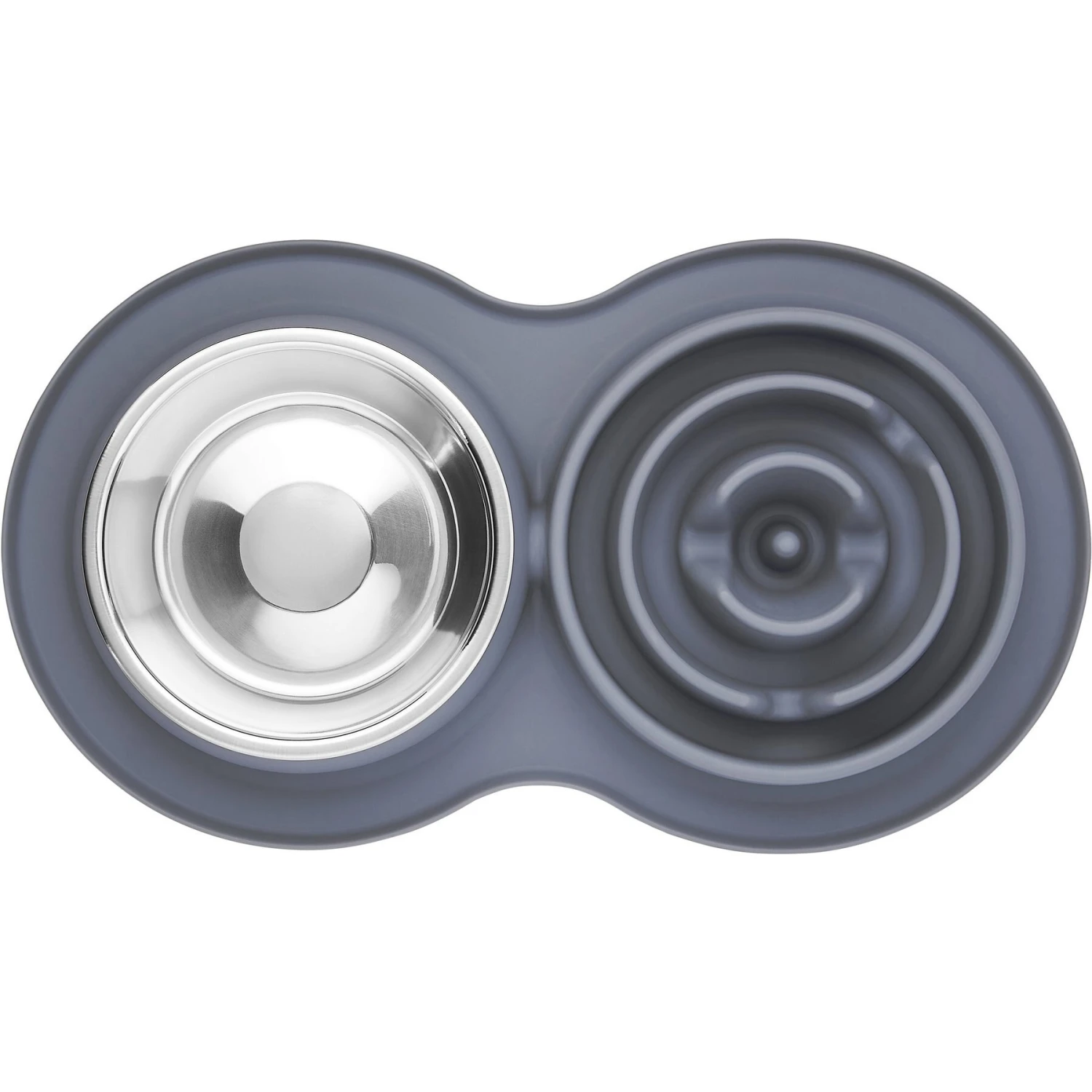 Frisco Silicone Stainless Steel Double Diner Slow Feeder Dog & Cat Bowl, Grey, 3 Cup 6 Frisco Silicone Stainless Steel Double Diner Slow Feeder Dog & Cat Bowl, Grey, 3 Cup - Image 4