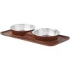 Frisco Silicone Stainless Steel Double Diner Dog & Cat Bowl, Brown 2 Frisco Silicone Stainless Steel Double Diner Dog & Cat Bowl, Brown -Frisco 277551 MAIN. AC SS1800 V1627933884