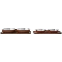 Frisco Silicone Stainless Steel Double Diner Dog & Cat Bowl, Brown -Frisco 277551 PT5. AC SS1800 V1627936139