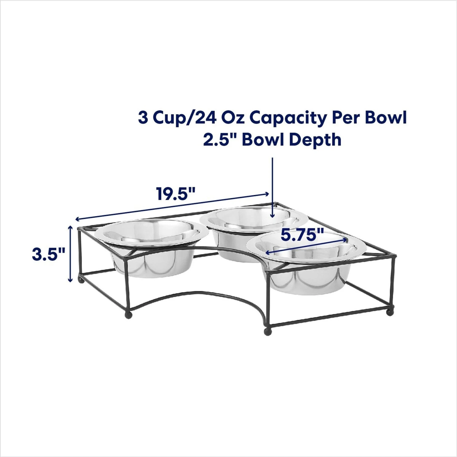 Frisco Multi Pet Feeding Corner 3-Bowls Stainless Steel Dog & Cat Bowl 4 Frisco Multi Pet Feeding Corner 3-Bowls Stainless Steel Dog & Cat Bowl - Image 2