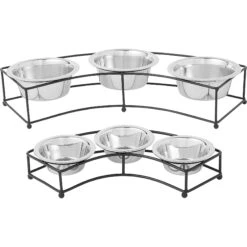 Frisco Multi Pet Feeding 3-Bowls Curved Stainless Steel Dog & Cat Bowl -Frisco 277563 PT5. AC SS1800 V1627936053