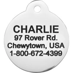 Frisco Chewy Stainless Steel Personalized Dog & Cat ID Tag With Enamel Infill, Round -Frisco 281947 PT4. AC SS1800 V1622726244