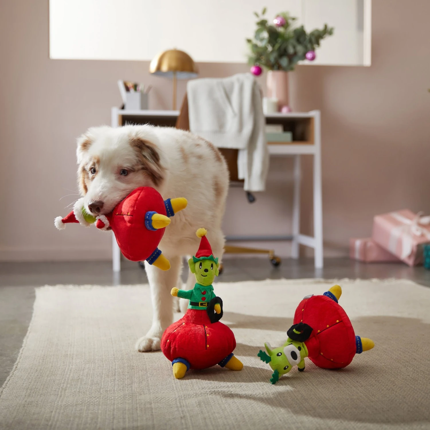 Frisco Holiday Alien Santa & Friends UFO's Plush Squeaky Dog Toy, 3 Count 5 Frisco Holiday Alien Santa & Friends UFO's Plush Squeaky Dog Toy, 3 Count - Image 3