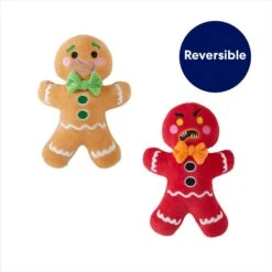 Frisco Holiday Naughty Or Nice Gingerbread Man Reversible Plush Squeaky Dog Toy -Frisco 287217 PT2. AC SS1800 V1695045721