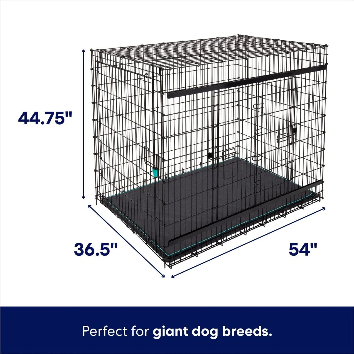 Frisco Heavy Duty Enhanced Lock Sliding Double Door Fold & Carry Wire Dog Crate & Mat Kit, 54 Inch 4 Frisco Heavy Duty Enhanced Lock Sliding Double Door Fold & Carry Wire Dog Crate & Mat Kit, 54 Inch - Image 2