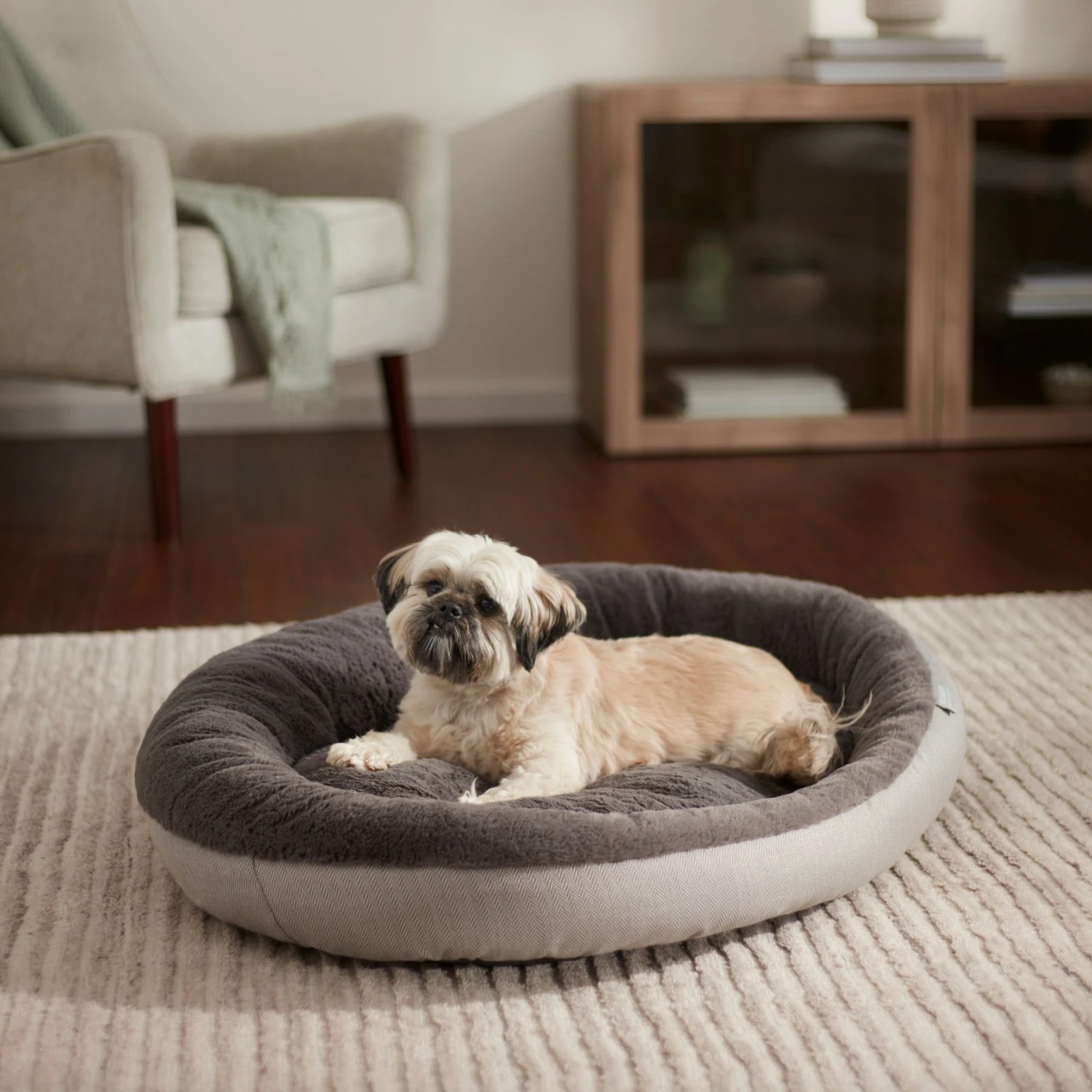 Frisco Herringbone Hi-Low Cuddler Dog & Cat Bed 3 Frisco Herringbone Hi-Low Cuddler Dog & Cat Bed