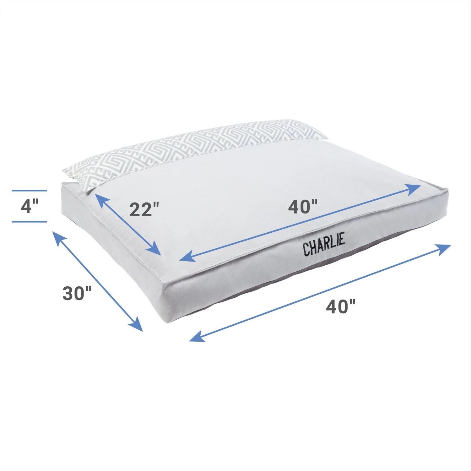 Frisco Personalized Silver Bolstered Bed With Silver Check Bolster, X-Large 4 Frisco Personalized Silver Bolstered Bed With Silver Check Bolster, X-Large - Image 2