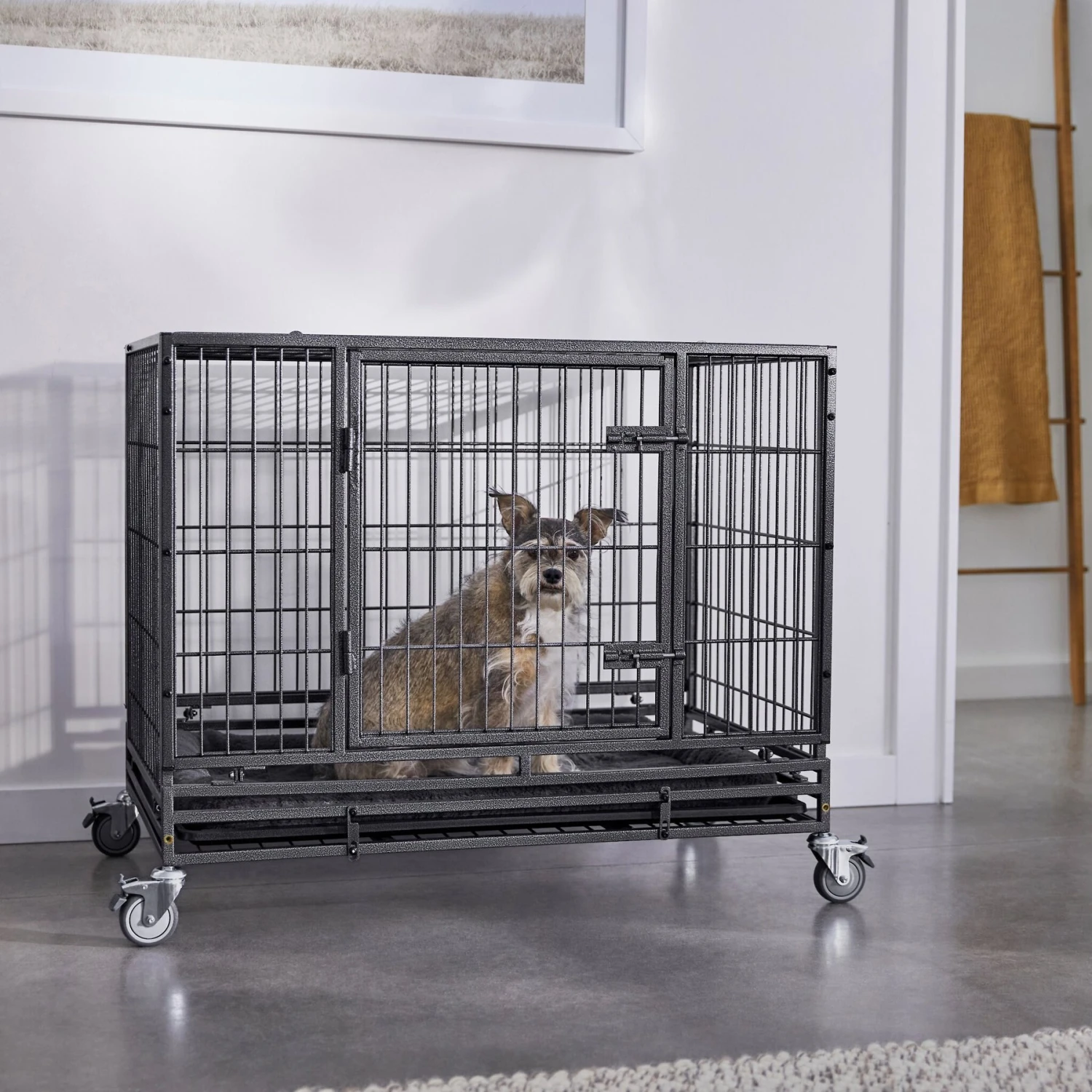 Frisco Ultimate Lightweight Heavy Duty Foldable & Stackable Steel Metal Single Door Dog Crate 3 Frisco Ultimate Lightweight Heavy Duty Foldable & Stackable Steel Metal Single Door Dog Crate