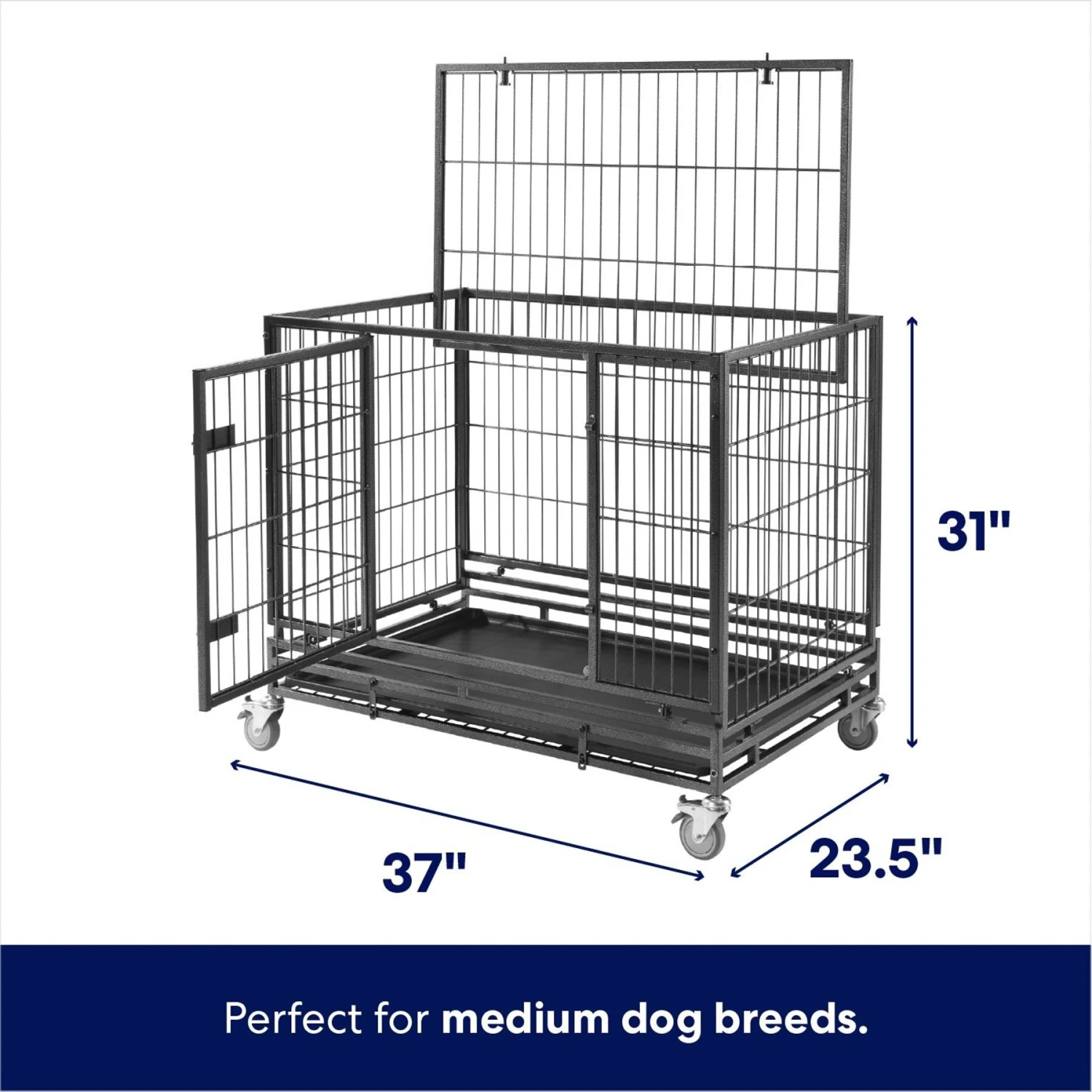 Frisco Ultimate Lightweight Heavy Duty Foldable & Stackable Steel Metal Single Door Dog Crate 4 Frisco Ultimate Lightweight Heavy Duty Foldable & Stackable Steel Metal Single Door Dog Crate - Image 2