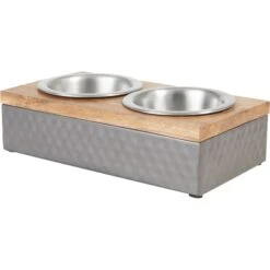 Frisco Premium Stainless Steel Double Diner Dog & Cat Bowl, Black