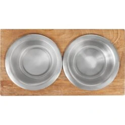 Frisco Premium Stainless Steel Double Diner Dog & Cat Bowl, Black -Frisco 331532 PT4. AC SS1800 V1657656874
