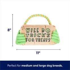 Frisco Halloween "Will Do Tricks For Treats" Sign Plush With Rope Squeaky Dog Toy -Frisco 344172 PT1. AC SS1800 V1689877642