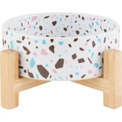 Frisco Elevated Terrazzo Non-skid Ceramic Bowl With Bamboo Stand -Frisco 363375 PT5. AC SS1800 V1657657266