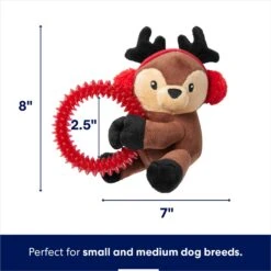 Frisco Holiday Reindeer Plush With TPR Ring Squeaky Puppy Toy -Frisco 739958 PT1. AC SS1800 V1694814062