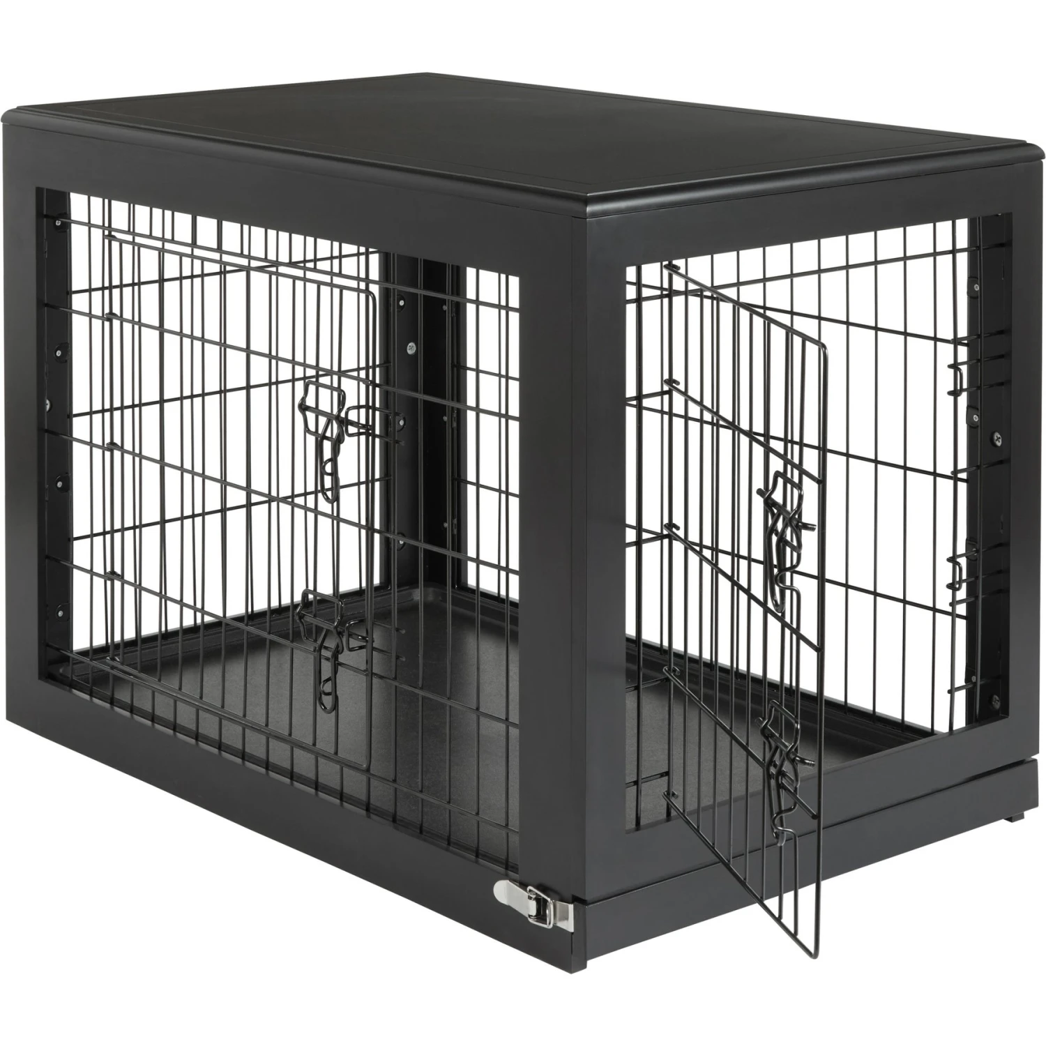 Frisco Double Door Furniture Style Dog Crate, Black & Frisco Swirl Dog Crate Mat 4 Frisco Double Door Furniture Style Dog Crate, Black & Frisco Swirl Dog Crate Mat - Image 2
