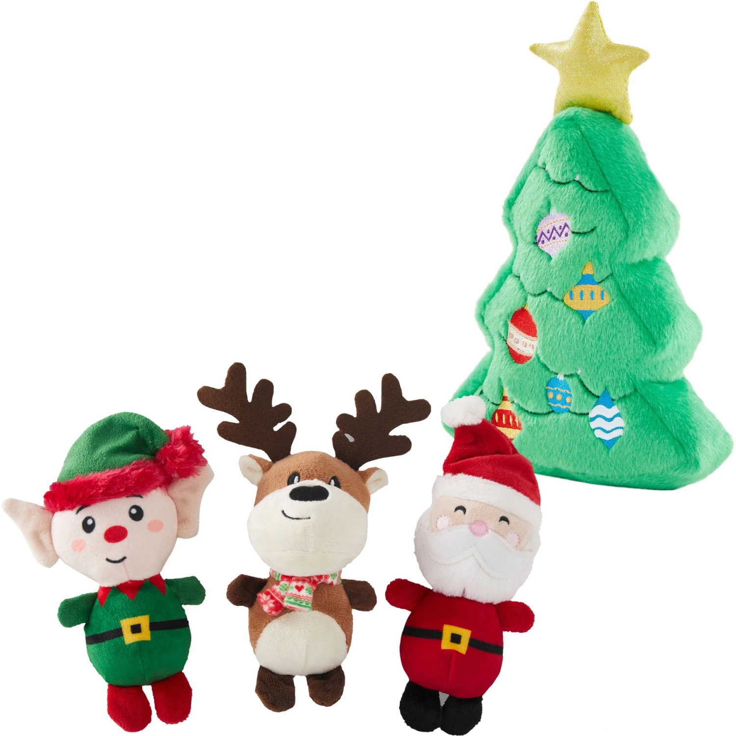 Frisco Holiday Santa's Helpers Plush Squeaky Dog Toy, 3 Count & Frisco Holiday Tree Thin Plush Squeaky Dog Toy 3 Frisco Holiday Santa's Helpers Plush Squeaky Dog Toy, 3 Count & Frisco Holiday Tree Thin Plush Squeaky Dog Toy