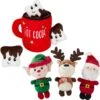 Frisco Holiday Santa's Helpers Plush Squeaky Dog Toy, 3 Count & Frisco Holiday Hot Cocoa Hide & Seek Puzzle Plush Squeaky Dog Toy -Frisco 986230 MAIN. AC SS1800 V1698258405