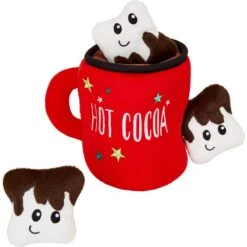 Frisco Holiday Santa's Helpers Plush Squeaky Dog Toy, 3 Count & Frisco Holiday Hot Cocoa Hide & Seek Puzzle Plush Squeaky Dog Toy -Frisco 986230 PT5. AC SS1800 V1698258115